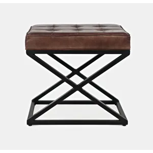 Global Archive Distressed Genuine Leather Ottoman Stool
