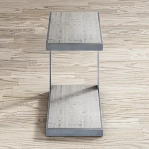 Global Archive Distressed Acacia And Stainless Steel \"c\" Table