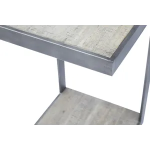 Global Archive Distressed Acacia And Stainless Steel \"c\" Table