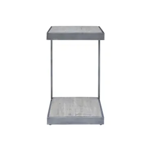 Global Archive Distressed Acacia And Stainless Steel \"c\" Table