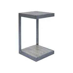 Global Archive Distressed Acacia And Stainless Steel \"c\" Table