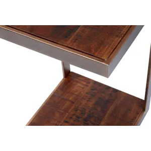 Global Archive Distressed Acacia And Stainless Steel \"c\" Table