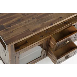 Artisan\'s Craft 70\" Rustic Farmhouse Solid Wood Distressed Media Console TV Stand