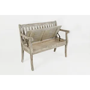 Artisan\'s Craft 42\" Rustic Farmhouse Distressed Solid Wood Storage Bench