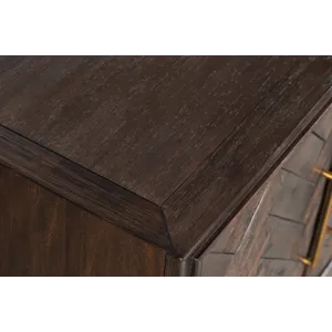 Gramercy Mid-Century Modern Chevron Four Door 79\" Accent Cabinet