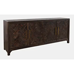Gramercy Mid-Century Modern Chevron Four Door 79\" Accent Cabinet