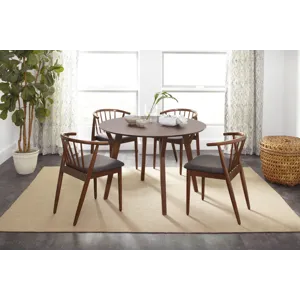 Copenhagen 44\" Round Mid-Century Modern Five-Piece Dining Set