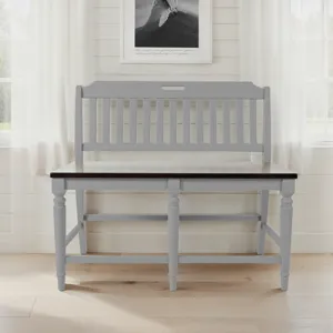 Orchard Park Farmhouse Solid Rubberwood 48\" Slatback Counter Height Bench