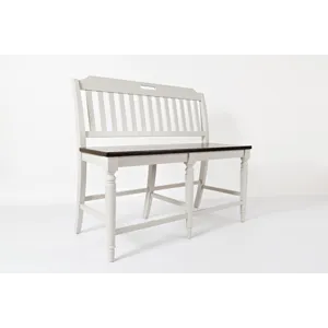 Orchard Park Farmhouse Solid Rubberwood 48\" Slatback Counter Height Bench