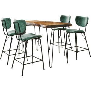 Nature's Edge 5 Piece Counter Set With Modern Barstools