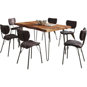 Nature's Edge 60 Inch Seven Piece Upholstered Dining Set