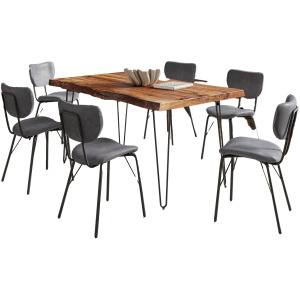 Nature's Edge 60 Inch Seven Piece Upholstered Dining Set