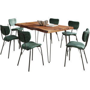 Nature's Edge 60 Inch Seven Piece Upholstered Dining Set