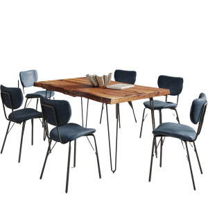 Nature's Edge 60 Inch Seven Piece Upholstered Dining Set