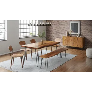 Nature\'s Edge Solid Acacia 79\" Modern Live Edge Dining Table