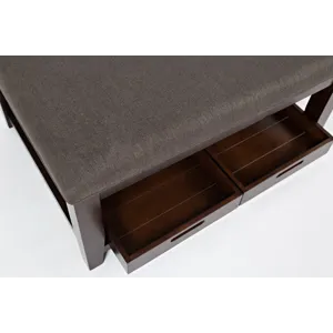 Twin Cities Contemporary Brown 38\" Upholstered Ottoman Coffee Table