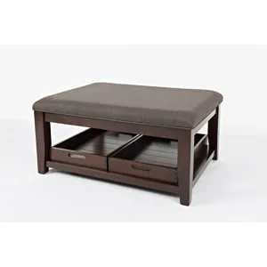Twin Cities Contemporary Brown 38\" Upholstered Ottoman Coffee Table