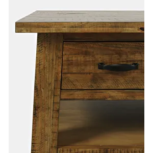 Telluride Rustic Farmhouse Solid Wood 50\" Coffee Table With Caster Wheels And Pull-Through Drawers