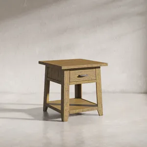 Telluride Rustic Farmhouse Solid Wood End Table With Storage