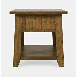 Telluride Rustic Farmhouse Solid Wood End Table With Storage