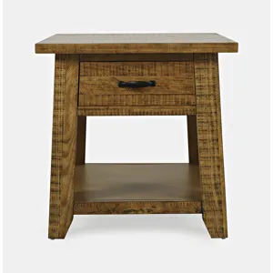 Telluride Rustic Farmhouse Solid Wood End Table With Storage