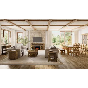 Telluride Rustic Farmhouse Solid Wood 50\" Sofa Table With Drawers And Two Shelves