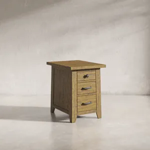 Telluride Rustic Farmhouse Solid Wood USB Charging Chairside End Table