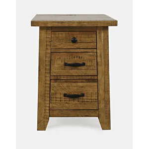 Telluride Rustic Farmhouse Solid Wood USB Charging Chairside End Table