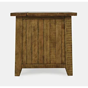 Telluride Rustic Farmhouse Solid Wood USB Charging Chairside End Table