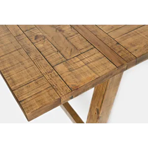 Telluride Rustic Farmhouse Solid Wood 127\" Trestle Counter Table With Two Extension Leaves