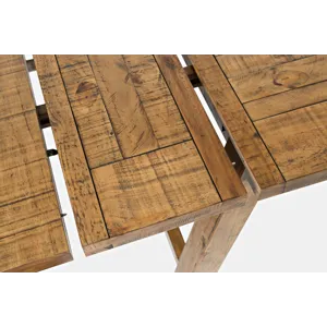 Telluride Rustic Farmhouse Solid Wood 127\" Trestle Counter Table With Two Extension Leaves