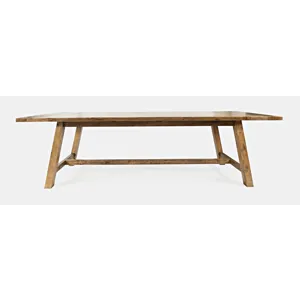 Telluride Rustic Farmhouse Solid Wood 127\" Trestle Counter Table With Two Extension Leaves