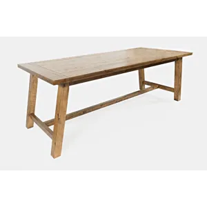 Telluride Rustic Farmhouse Solid Wood 127\" Trestle Counter Table With Two Extension Leaves