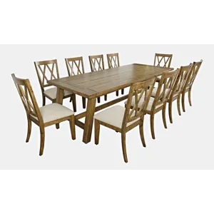 Telluride Eleven Piece Rustic Farmhouse Solid Wood 127\" Extendable Dining Set