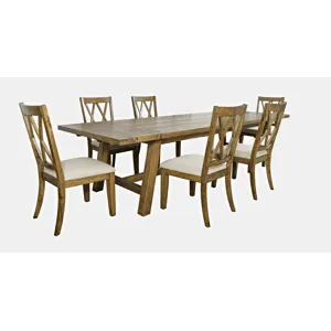 Telluride Seven Piece Rustic Farmhouse Solid Wood 127\" Extendable Dining Set