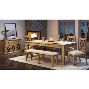 Telluride Rustic Farmhouse Solid Wood 78\" Extension Dining Table