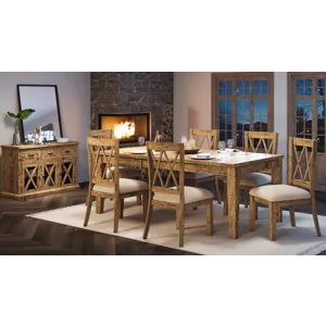 Telluride Rustic Farmhouse Solid Wood 78\" Seven-Piece Dining Set