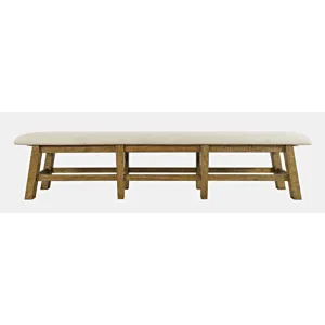 Telluride Rustic Farmhouse Solid Wood 85\" Upholstered Dining Bench