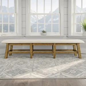Telluride Rustic Farmhouse Solid Wood 85\" Upholstered Dining Bench