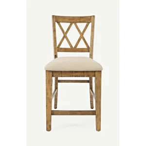 Telluride Rustic Farmhouse Solid Wood Upholstered Counter Stool(Set Of 2)