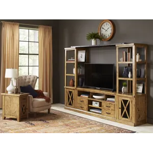 Telluride Rustic Farmhouse Solid Wood Entertainment Center With 60\" TV Console