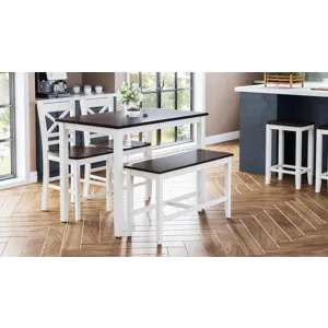 Asbury Park Solid Wood Farmhouse Four Piece Counter Height Dining Set With Bench