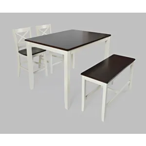 Asbury Park Solid Wood Farmhouse Four Piece Counter Height Dining Set With Bench