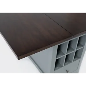 Asbury Park Solid Wood Farmhouse Storage Counter Drop Leaf Dining Table With Wine Rack