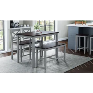 Asbury Park Solid Wood Farmhouse Four Piece Counter Height Dining Set With Bench