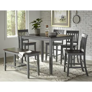 Decatur Lane Farmhouse 4 Piece Solid Wood Dining Set