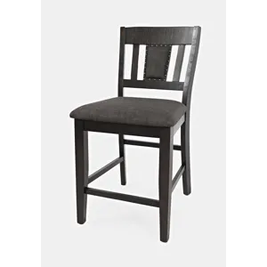 American Rustics Upholstered Slatback Counter Height Stool With Nailhead Trim(Set Of 2)