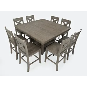 Outer Banks Reclaimed Solid Wood 60\" Nine-Piece Counter Height Farmhouse Dining Set