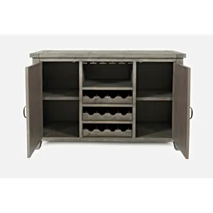 Outer Banks Reclaimed Solid Wood Buffet Server With Wine Bottle And Glass Storage