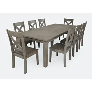 Outer Banks Reclaimed Solid Wood 96\" Nine-Piece Farmhouse Dining Set